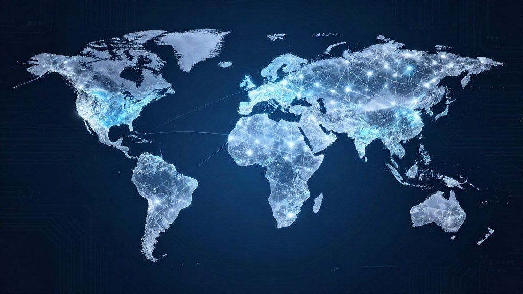 Globo terráqueo formado por nodos de red que representa la gobernanza global de la inteligencia artificial